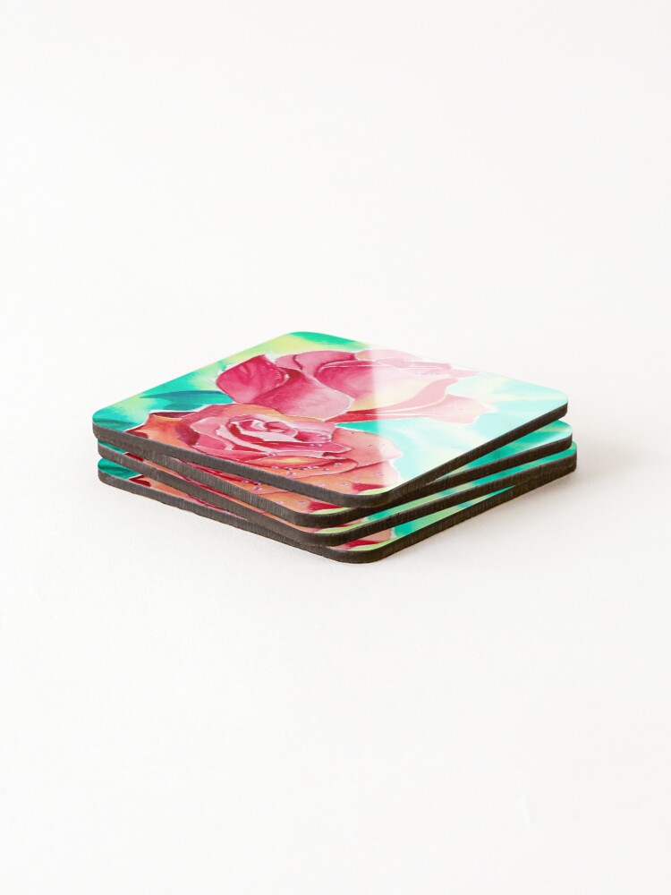 Thumbnail 4 of 5, Coasters (Set of 4), Two Roses designed and sold by ElizabethMax.