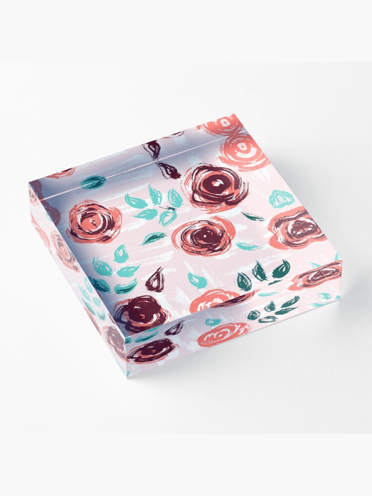 Alternate view of Brushstroke Roses Acrylic Block