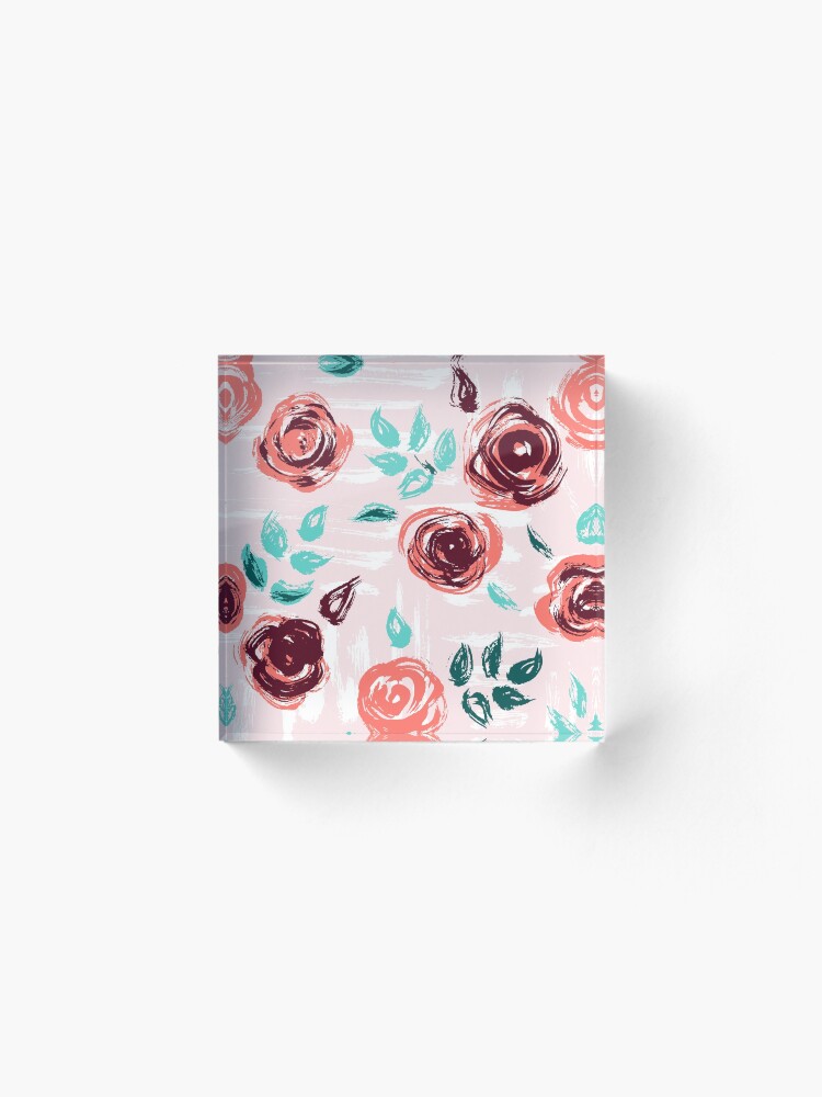 Alternate view of Brushstroke Roses Acrylic Block