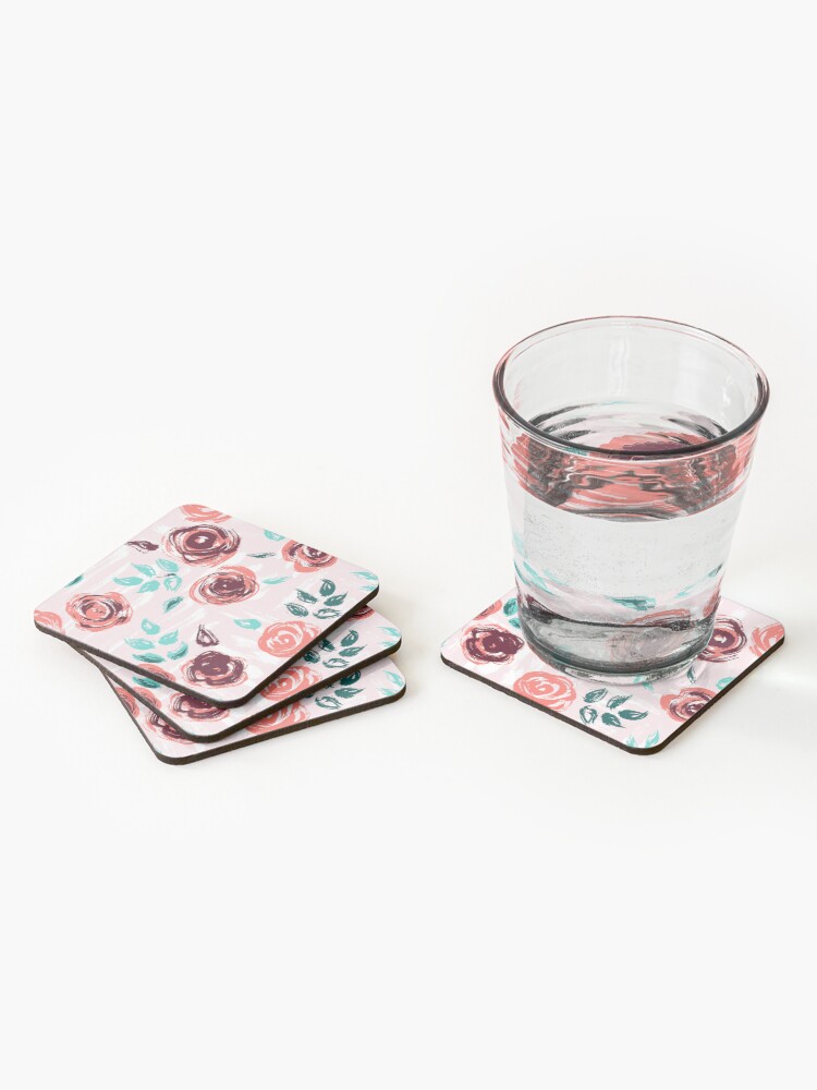 Alternate view of Brushstroke Roses Coasters (Set of 4)