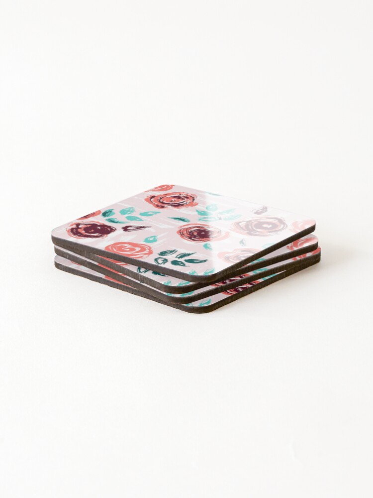 Alternate view of Brushstroke Roses Coasters (Set of 4)