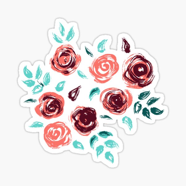 Brushstroke Roses Sticker