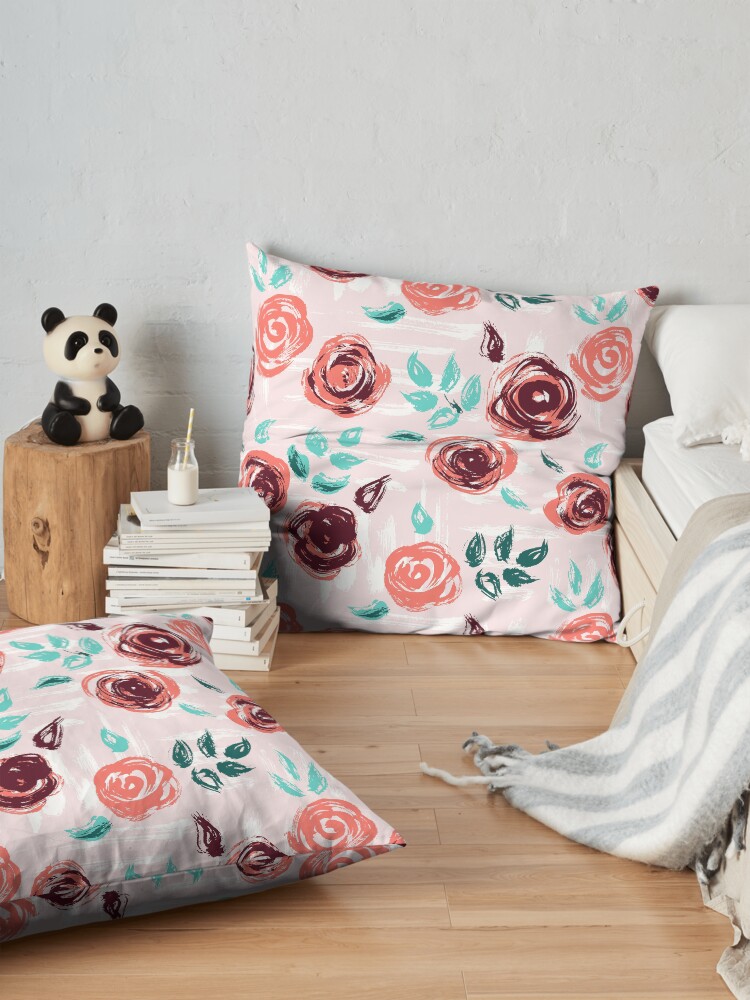 Alternate view of Brushstroke Roses Floor Pillow