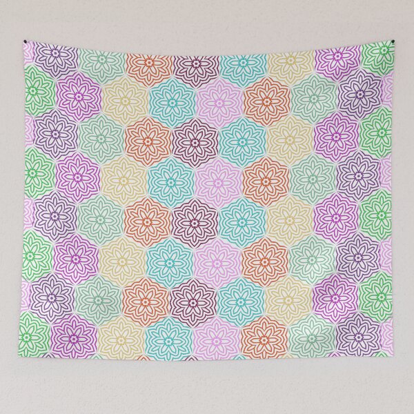 Item preview, colorful hexagon mosaic pattern designed and sold by Anna Lemos.