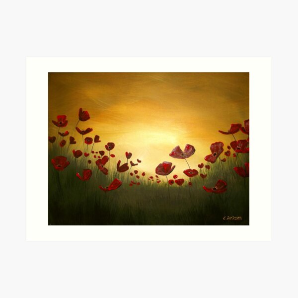 Poppies in the Rising Sun Art Print