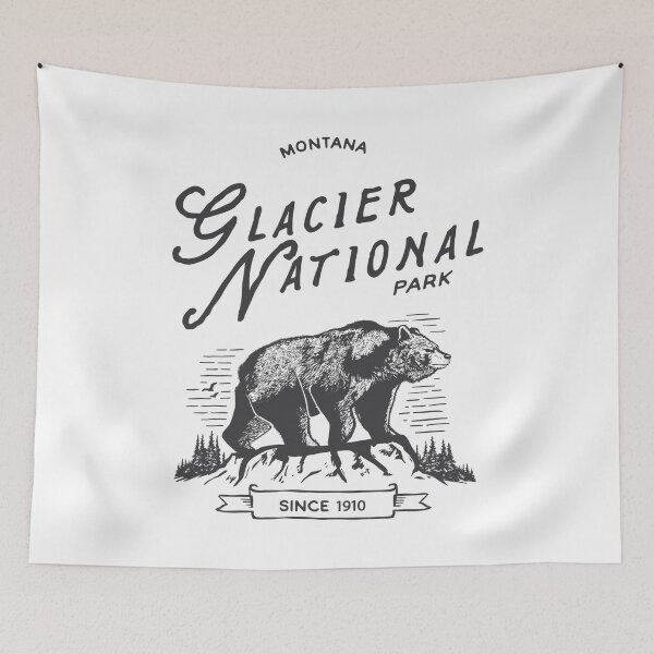 Item preview, Vintage Glacier National Park Retro Bear Montana  designed and sold by YuliyaR.