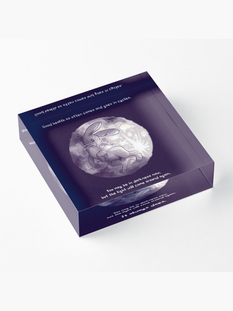 Alternate view of "The Light Will Come Around Again" Moon Rabbit Acrylic Block