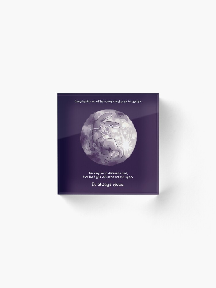 Alternate view of "The Light Will Come Around Again" Moon Rabbit Acrylic Block