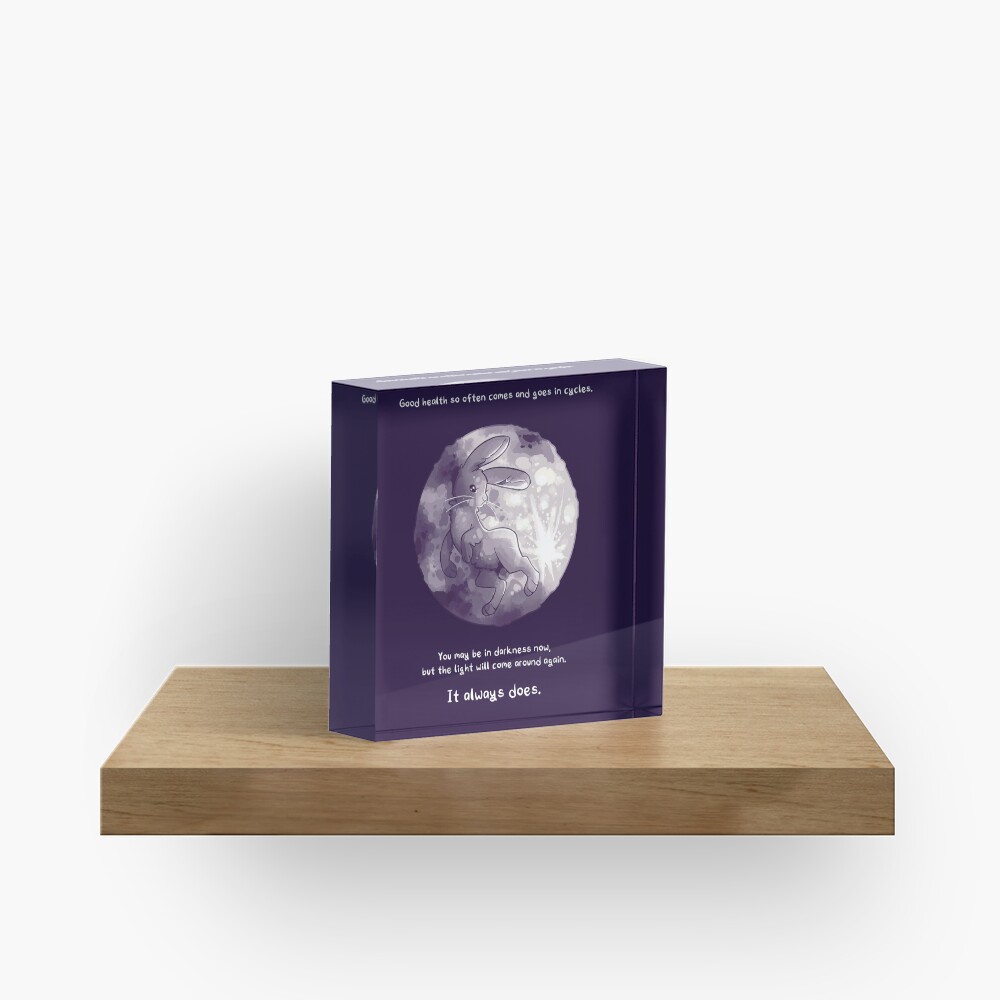 "The Light Will Come Around Again" Moon Rabbit Acrylic Block