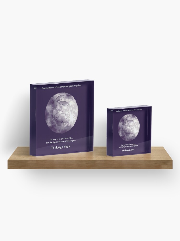 Alternate view of "The Light Will Come Around Again" Moon Rabbit Acrylic Block