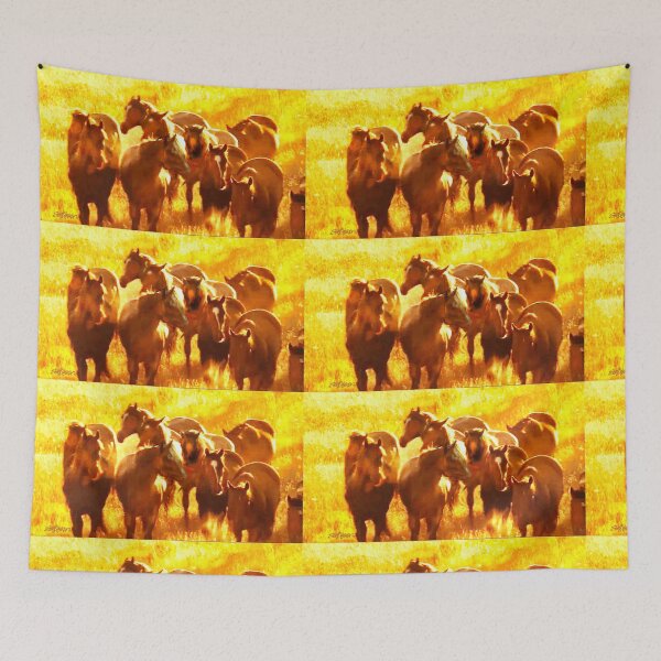 Aperçu de l'œuvre Mustangs paissant au soleil créée et vendue par Seth Weaver.