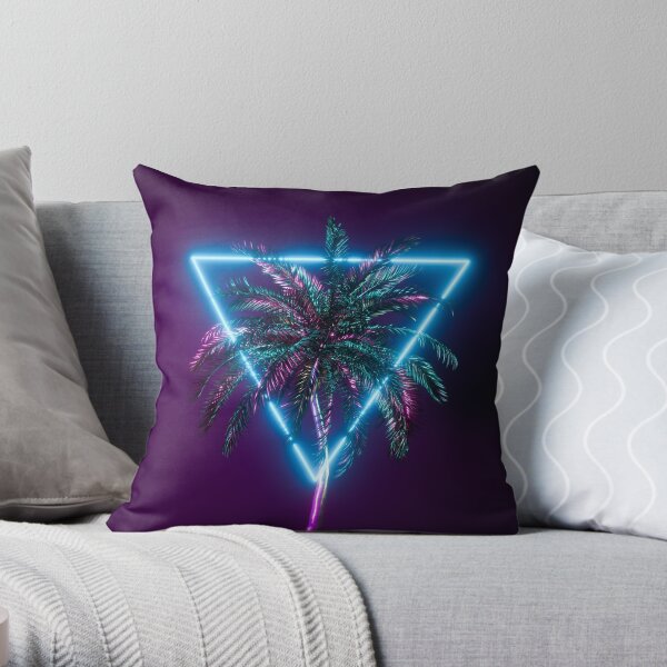 "Neon Flora Throw Pillow