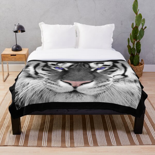 White tiger monochrome and colour Throw Blanket