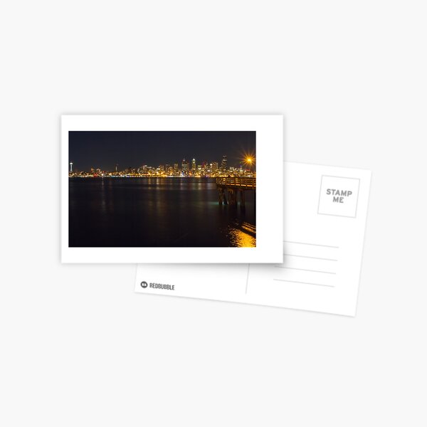 Nighttime Dock in Elliott Bay Postcard