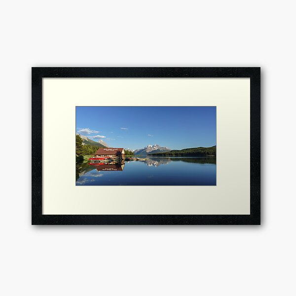 Maligne Lake Boat House Framed Art Print