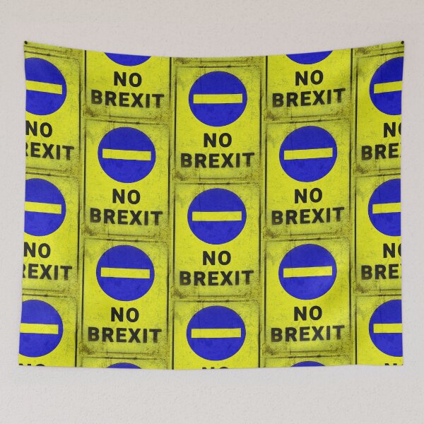 Item preview, No Brexit. Distressed blue & yellow sign designed and sold by tinytiger77.