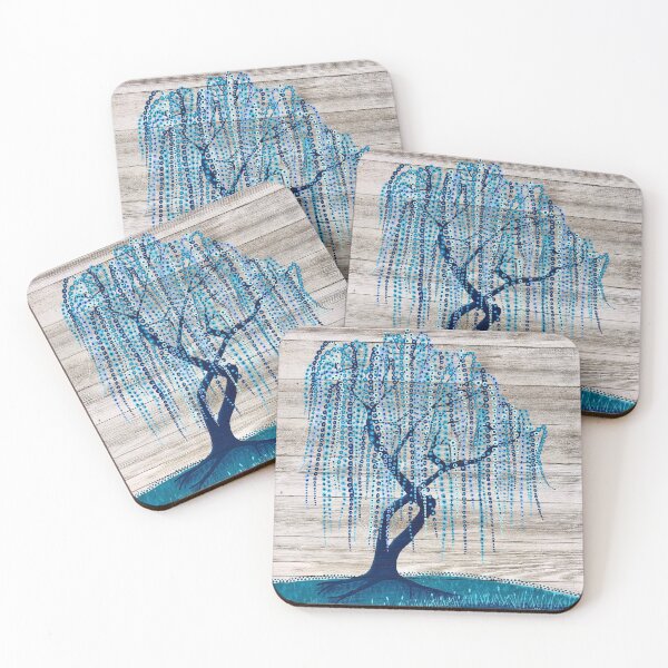 Item preview, Blue on Blue Willow Tree Painting designed and sold by courtneyjart.