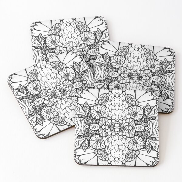 Item preview, Flower Petals in  Black Ink - A Repeating Pattern designed and sold by CrystalRaen.