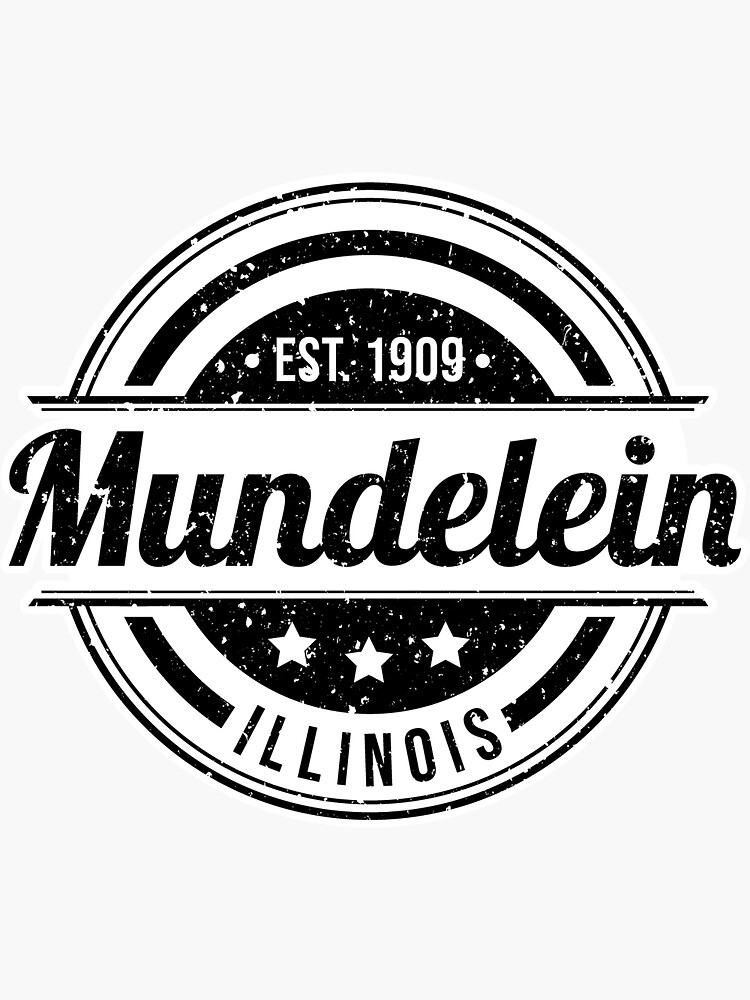 "Mundelein Vintage Sticker Black & White" Sticker by emilymcyr Redbubble