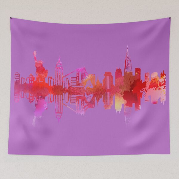 Item preview, New York City colorful skyline designed and sold by Elenia Design.