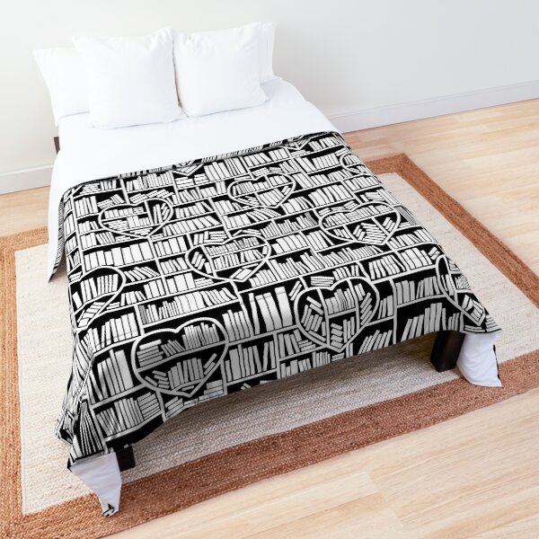 Book Lover Heart Library Pattern Comforter