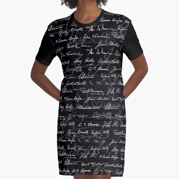 Literary Giants Pattern Graphic T-Shirt Dress