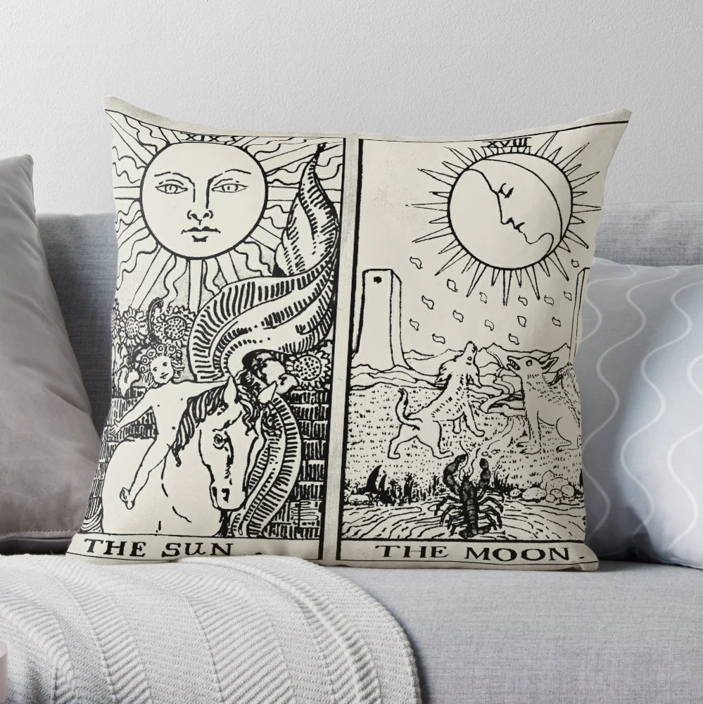 Gothic Throw Pillow / the Moon Tarot Card / 4 Sizes Available 