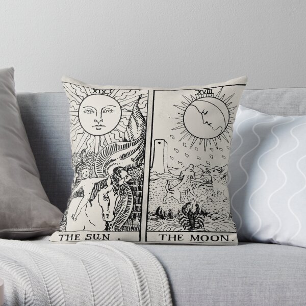 The Sun and Moon Tarot Cards Throw Pillow