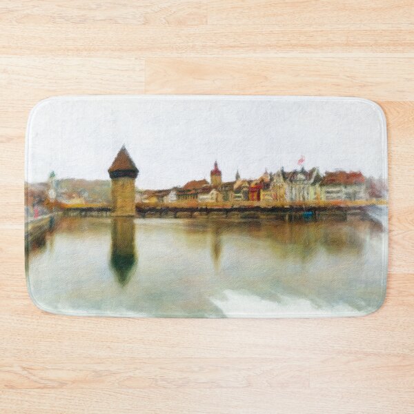 Item preview, Lucerne Cityscape Digital Art Oil Print 2 designed and sold by DiFigianoPhoto.