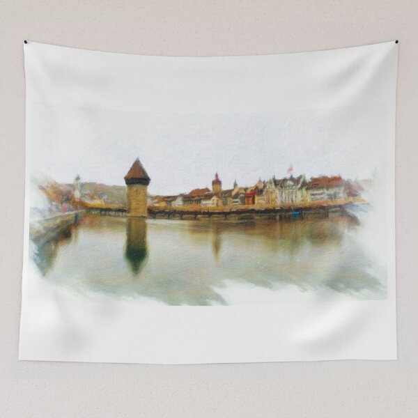 Item preview, Lucerne Cityscape Digital Art Oil Print 2 designed and sold by DiFigianoPhoto.