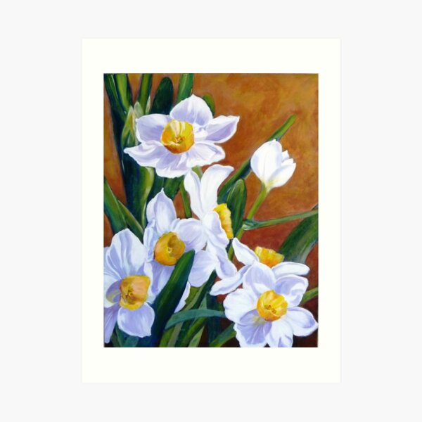 White daffodils Art Print