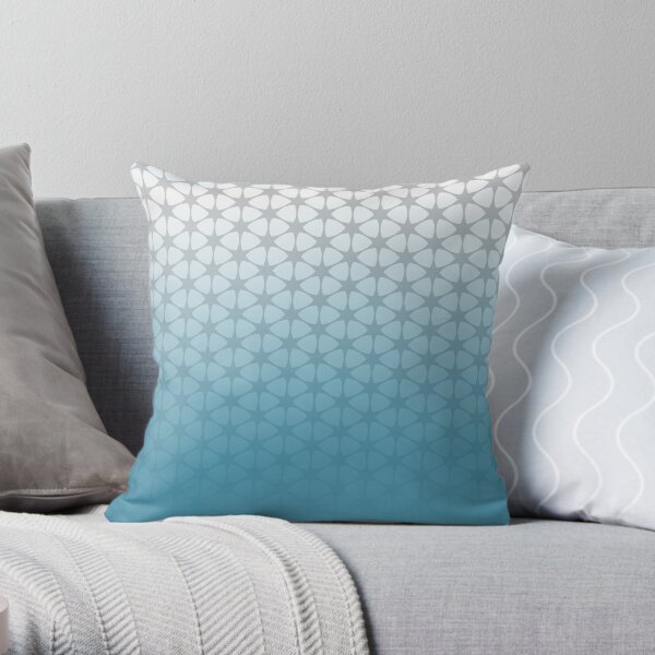 blue and grey pattern Throw Pillow