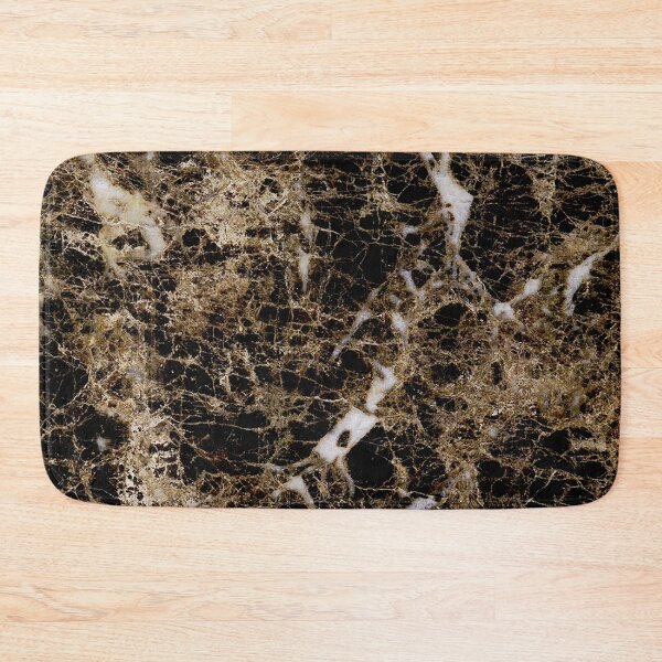 Marble black and golden texture with white and gold veins floor background print luxuous real marble HD ONLINE STORE Bath Mat