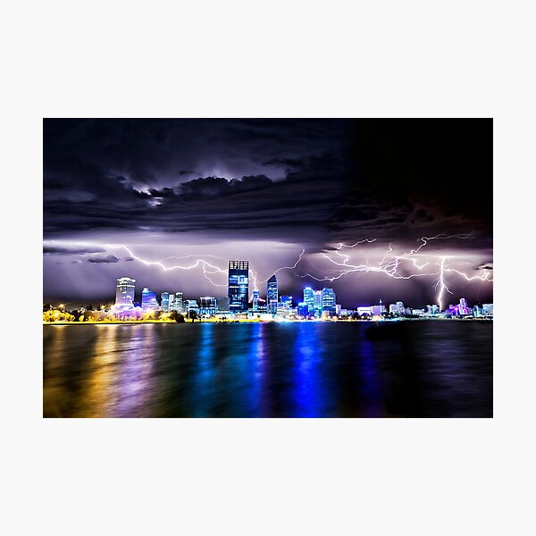 Perth Lightning Storm Photographic Print