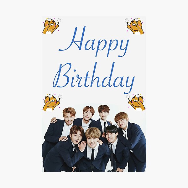 Happy Birthday Card Bts Kpop Bangtan 3 Photographic Print By Michiyo Goods Redbubble