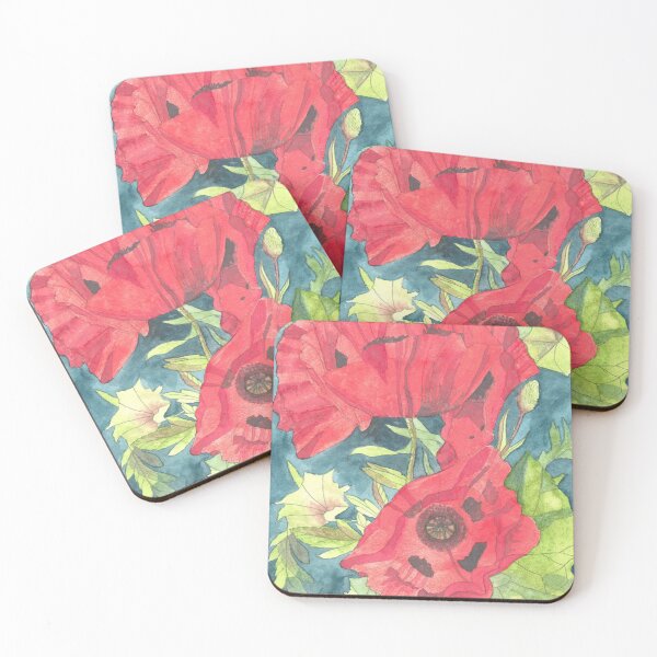Item preview, Red poppies watercolour painting designed and sold by esvb.