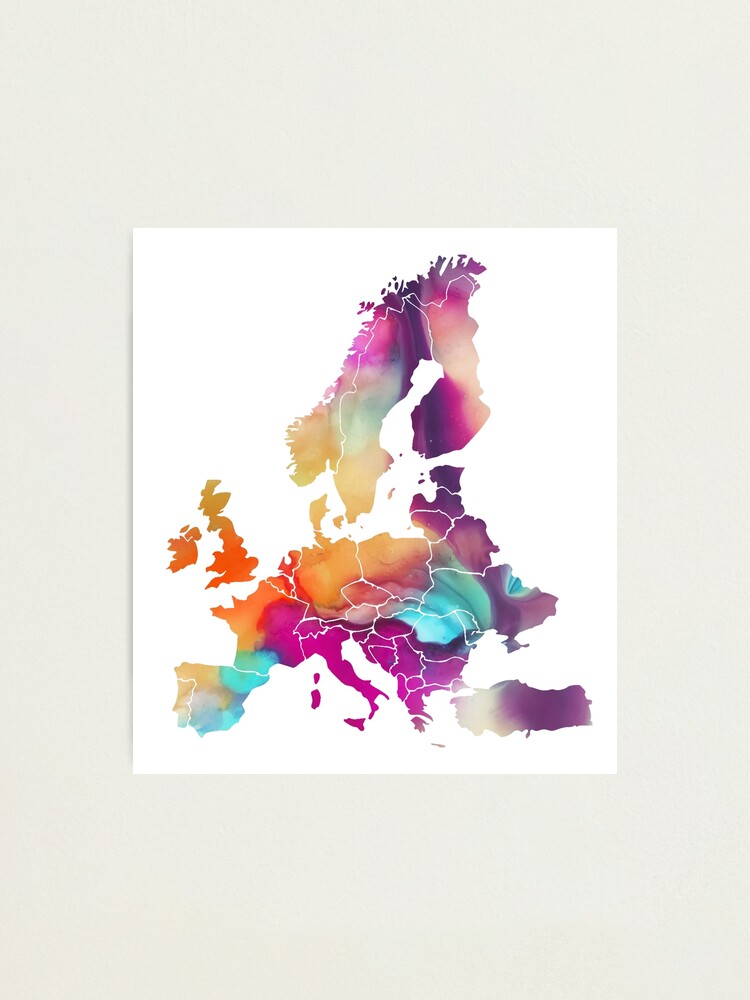 Alternate view of Europe Map colored #europe #map Photographic Print