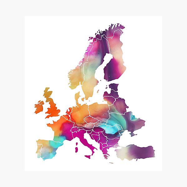 Europe Map colored #europe #map Photographic Print