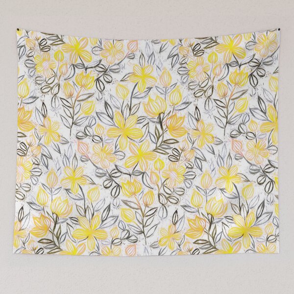 Item preview, Sunny Yellow Crayon Striped Summer Floral designed and sold by micklyn.