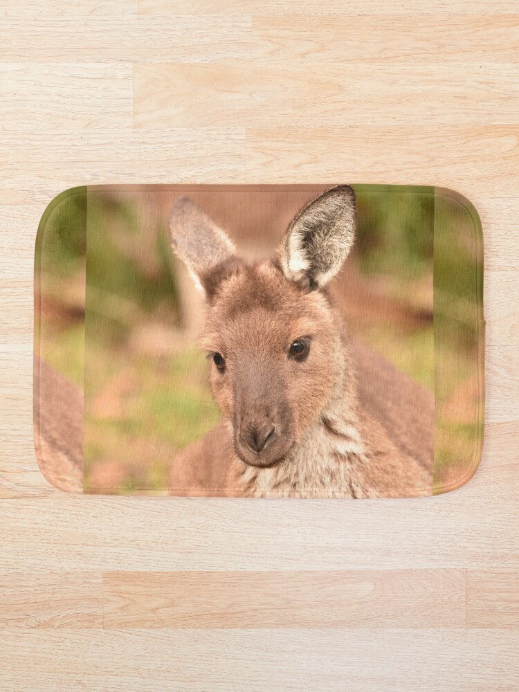 Pensive Kangaroo Bath Mat By Imaginethis Redbubble   Ur,bathmat Flatlay Small,wide Portrait,x1000.1u9 