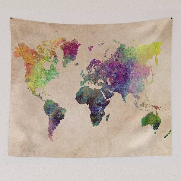 Item preview, Watercolor world Map art #map #worldmap designed and sold by JBJart.