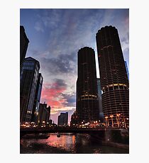 Chicago River Sunset 003 Photographic Print