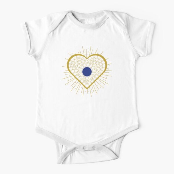 Jewellery heart with blue centre Short Sleeve Baby One-Piece