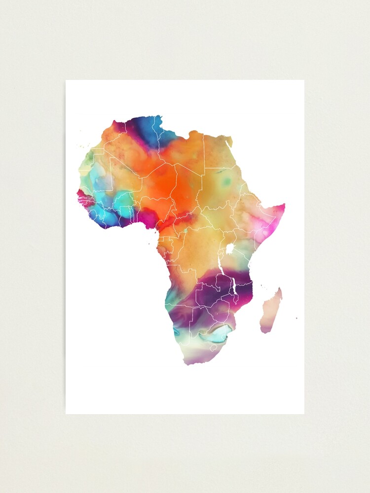 Alternate view of Africa map 7 watercolor #africa #map Photographic Print