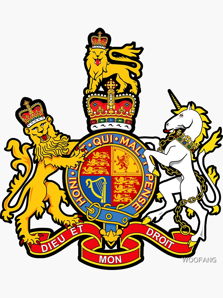 British Royal Coat Of Arms Sticker For Sale By Woofang Redbubble 