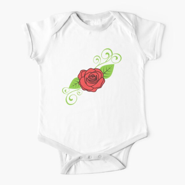 Red rose Short Sleeve Baby One-Piece