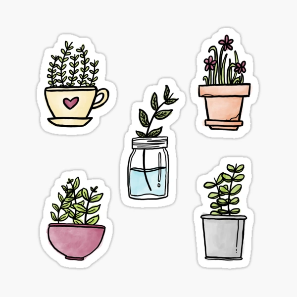 Plants stickers set  Work stickers, Cute doodle art, Cute stickers