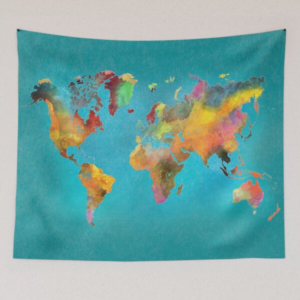 Item preview, World map blue designed and sold by JBJart.