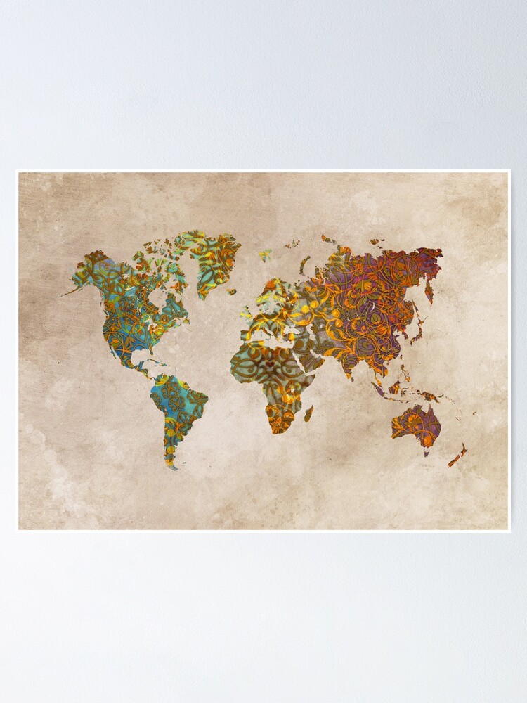World Map Worldmap Map Poster By Jbjart Redbubble