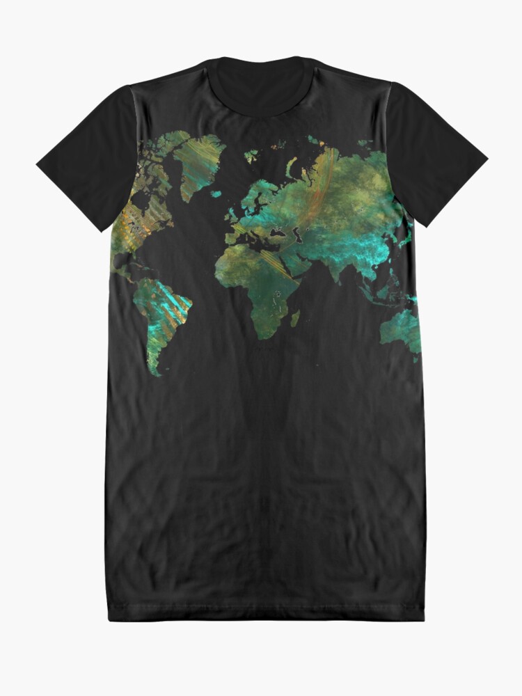 Alternate view of world map #worldmap #map Graphic T-Shirt Dress